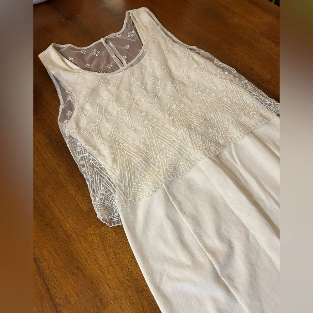 American Eagle Ivory Lace Overlay Dress– Size 6 | Embroidered | Boho Cottagecore - Picture 2 of 16